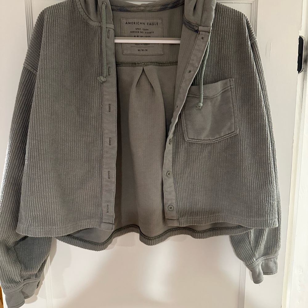 American Eagle Outfitters sage/olive green Jacket with Hood